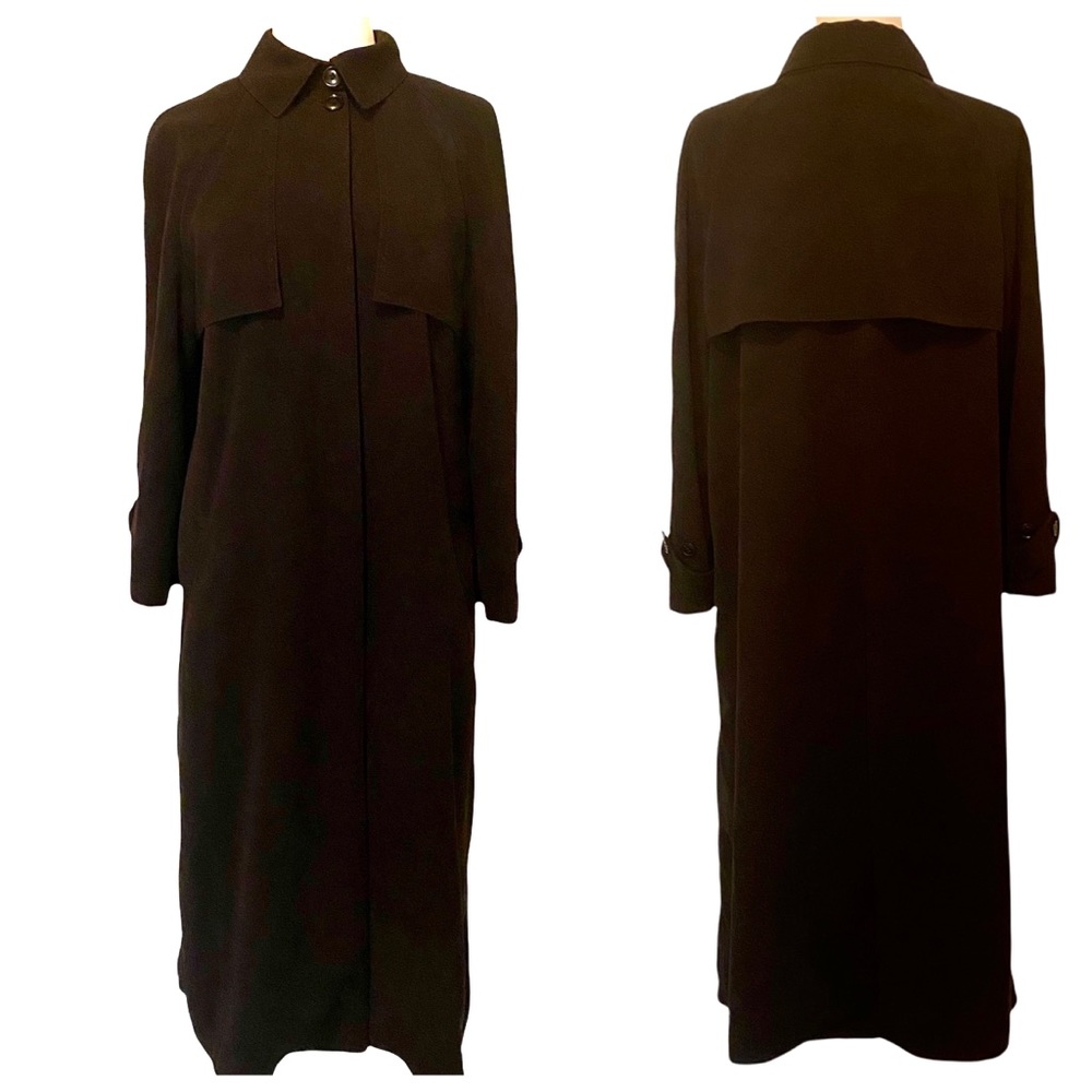 Vintage Armani Italy Mulberry Silk Black Trench Coat, Medium 6